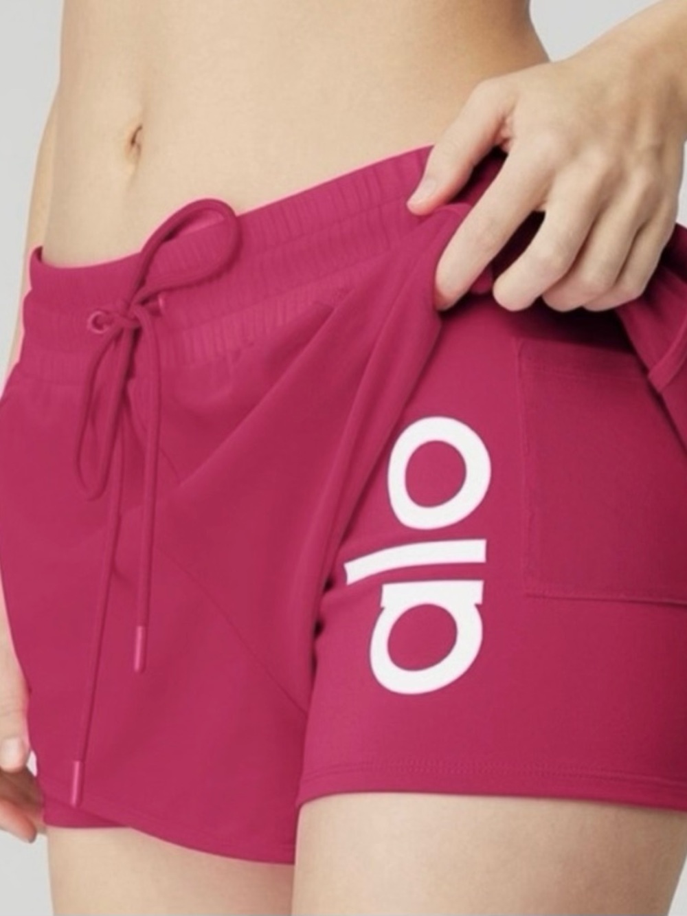 ALO Yoga Women's Magenta Athletic Drawstring Shorts with Logo